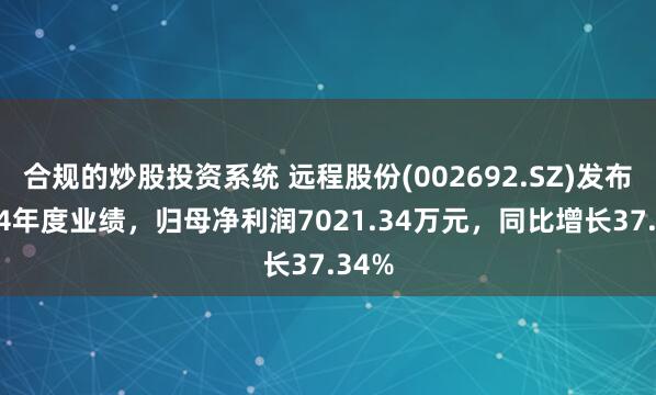 合规的炒股投资系统 远程股份(002692.SZ)发布2024年度业绩，归母净利润7021.34万元，同比增长37.34%