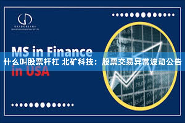 什么叫股票杆杠 北矿科技：股票交易异常波动公告