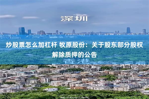 炒股票怎么加杠杆 牧原股份：关于股东部分股权解除质押的公告