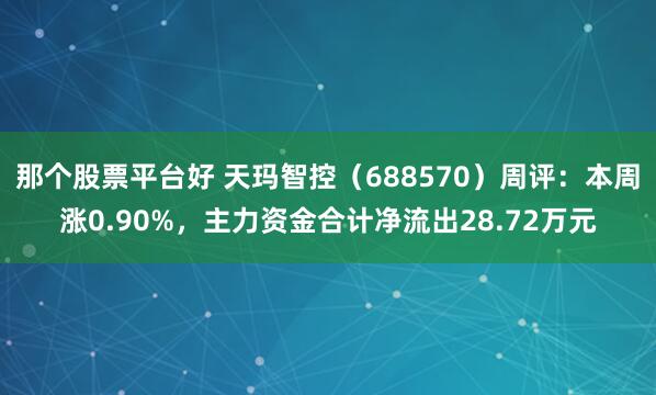 那个股票平台好 天玛智控（688570）周评：本周涨0.90%，主力资金合计净流出28.72万元